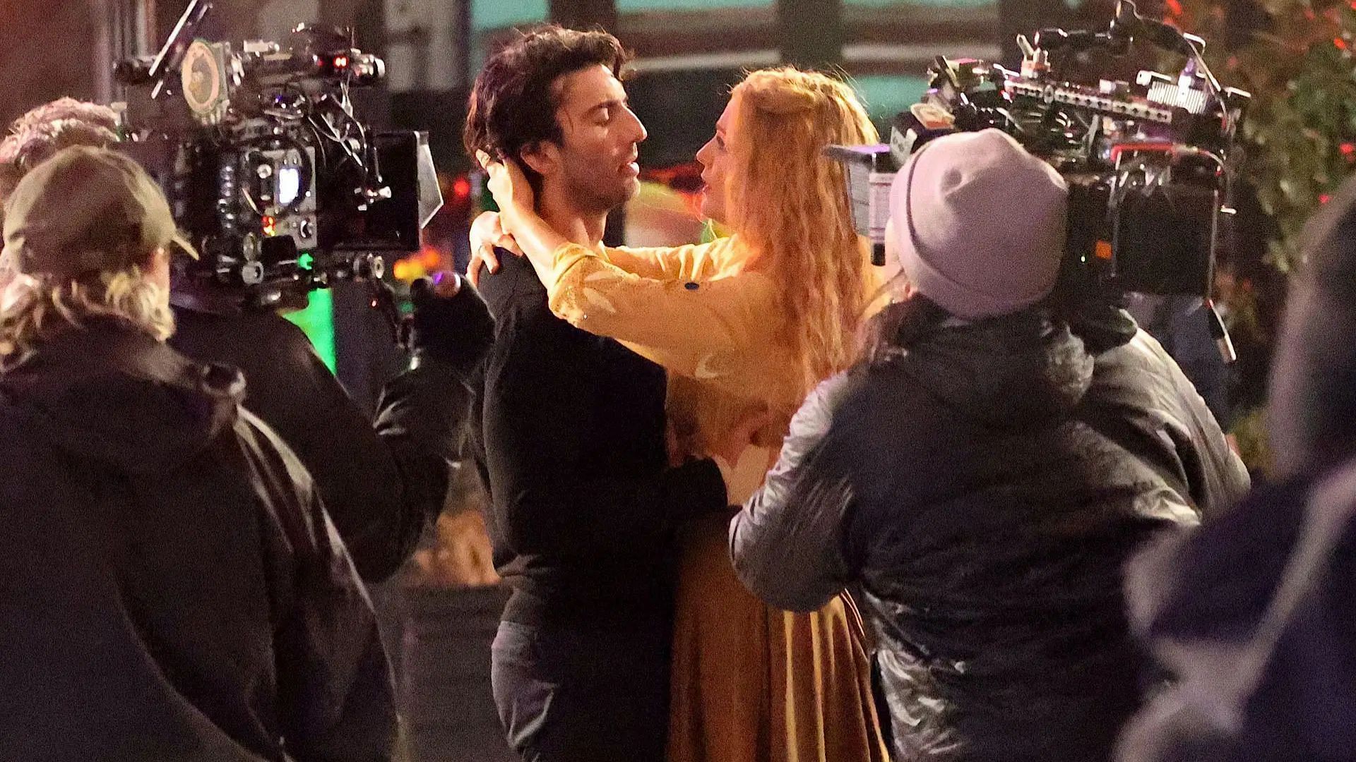 Justin Baldoni and Blake Lively are seen on the set of "It Ends with Us" on January 12, 2024 (Image via Getty)